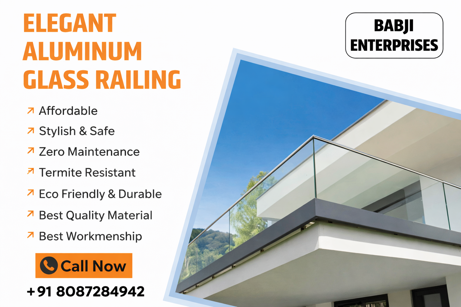 Elegant Aluminum Glass Railing